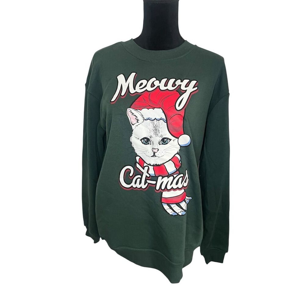 UGLY CHRISTMAS SWEATER “MEOWY CAT-MAS” HOLIDAY SWEATER SIZE SMALL NWOT